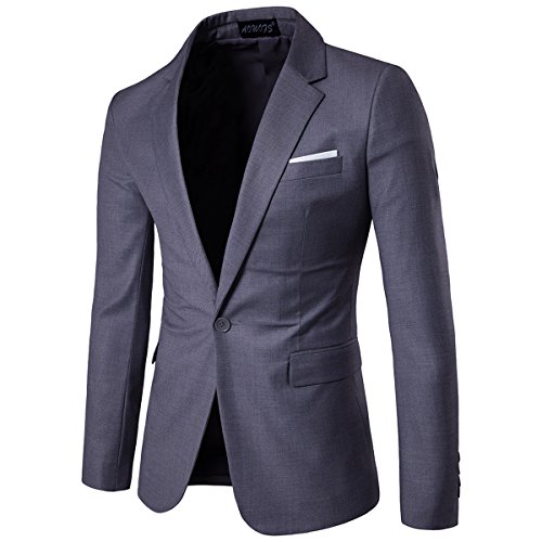 Cloud Style Traje ceñido para hombre, moderna chaqueta de un botón gris S