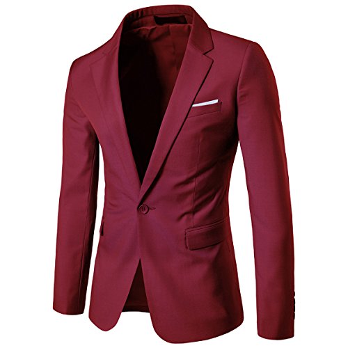 Cloud Style Traje ceñido para hombre, moderna chaqueta de un botón rojo intenso M