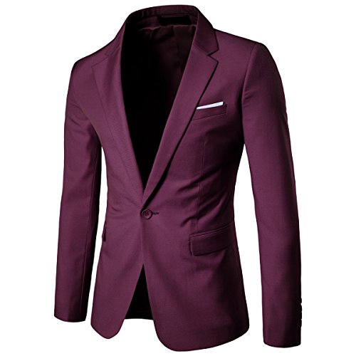 Cloud Style Traje ceñido para hombre, moderna chaqueta de un botón rojo M