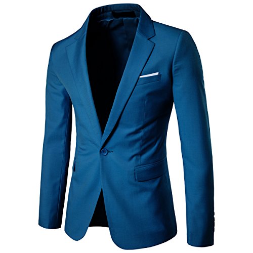 Cloudstyle Traje Suit Hombre 3 Piezas Chaqueta Chaleco pantalón Traje al Estilo Occidental, Azul,L