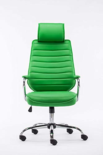 CLP Silla De Oficina Rako Tapizada En Simil Cuero & Base con Ruedas I Silla Ejecutiva Altura Regulable & Giratoria, Color:Verde Claro