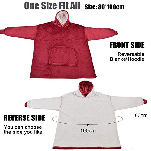 CMTOP Mujer Sudadera Tipo Manta Manga Larga Sudadera Tops Chaqueta Otoño Invierno Talla Grande Fleece Warm Cozy Comfy Wearable Sudadera Talla única para Mujeres, Niñas, Adultos, Hombres, Niños