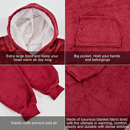 CMTOP Mujer Sudadera Tipo Manta Manga Larga Sudadera Tops Chaqueta Otoño Invierno Talla Grande Fleece Warm Cozy Comfy Wearable Sudadera Talla única para Mujeres, Niñas, Adultos, Hombres, Niños