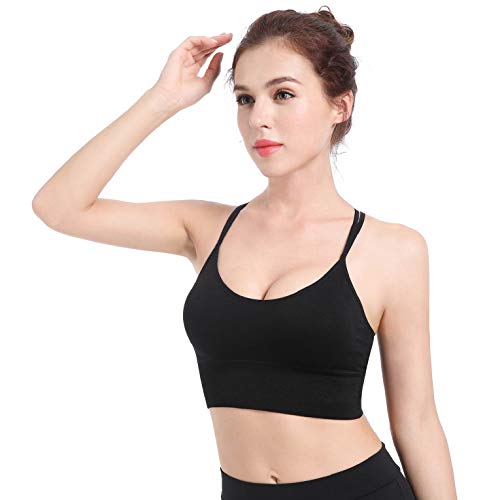 CMTOP Sujetador Deportivo Mujer con Relleno Extraíble Top Sujetadores Deportivos Yoga sin Costuras Sujetador de Dormir Ropa Interior con Tirantes Elásticos