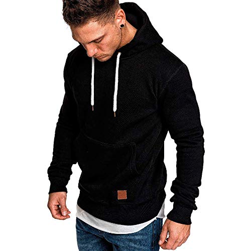 CNBOY Sudaderas con Capucha para Hombre Cosy Chaqueta Deportiva Sudadera con Cremallera Completa Hoodie Casual Jerséis Top Blouse (Negro, XXL)