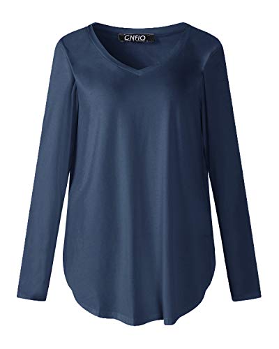 CNFIO Camiseta Mujer Manga Larga Cuello Redondo Blusas para Mujer Suelta Gradiente Efecto TeñidoTops Mujer Fiesta