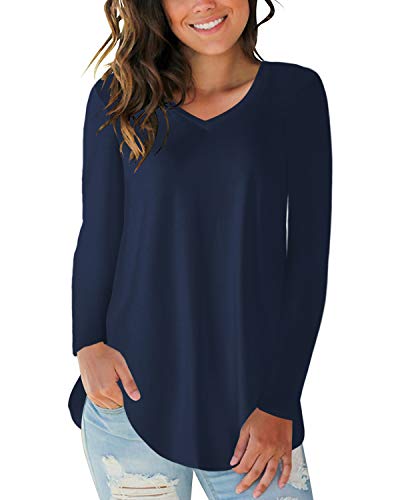 CNFIO Camiseta Mujer Manga Larga Cuello Redondo Blusas para Mujer Suelta Gradiente Efecto TeñidoTops Mujer Fiesta