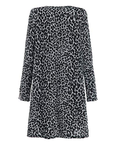 CNFIO - Camiseta tipo vestido para mujer, holgado, estilo bohemio, de manga larga, con bolsillos, estilo túnica