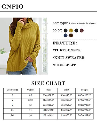 CNFIO Jersey Punto Mujer Invierno Cuello Alto Redondo Jerseys Camiseta Manga Larga Sueter Mujer Suelto Jerseys Basico Casual Sudadera Rebeca