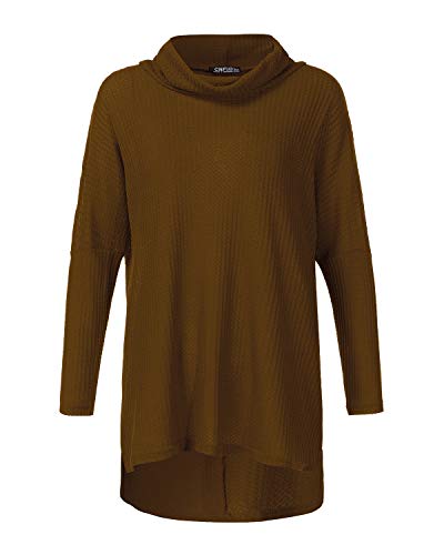 CNFIO Jersey Punto Mujer Invierno Cuello Alto Redondo Jerseys Camiseta Manga Larga Sueter Mujer Suelto Jerseys Basico Casual Sudadera Rebeca