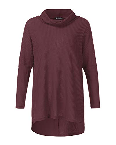 CNFIO Jersey Punto Mujer Invierno Cuello Alto Redondo Jerseys Camiseta Manga Larga Sueter Mujer Suelto Jerseys Basico Casual Sudadera Rebeca