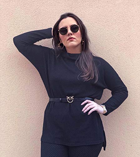 CNFIO Jersey Punto Mujer Invierno Cuello Alto Redondo Jerseys Camiseta Manga Larga Sueter Mujer Suelto Jerseys Basico Casual Sudadera Rebeca