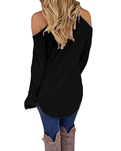 CNFIO Jersey Punto Mujer Invierno Cuello Redondo Jerseys Camiseta Manga Larga Sueter Mujer Suelto Jerseys Basico Casual Sudadera