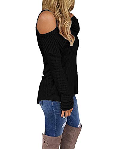 CNFIO Jersey Punto Mujer Invierno Cuello Redondo Jerseys Camiseta Manga Larga Sueter Mujer Suelto Jerseys Basico Casual Sudadera