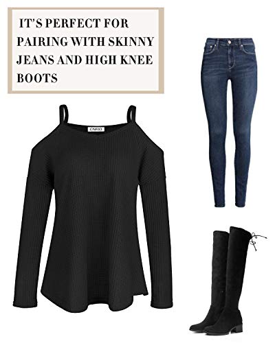 CNFIO Jersey Punto Mujer Invierno Cuello Redondo Jerseys Camiseta Manga Larga Sueter Mujer Suelto Jerseys Basico Casual Sudadera