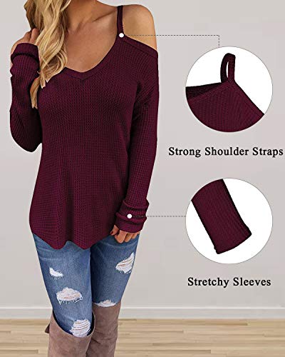 CNFIO Jersey Punto Mujer Invierno Cuello Redondo Jerseys Camiseta Manga Larga Sueter Mujer Suelto Jerseys Basico Casual Sudadera