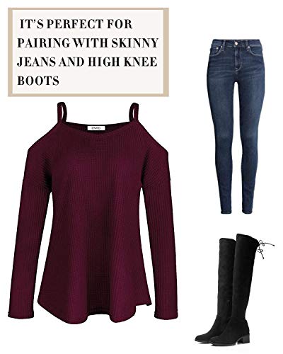 CNFIO Jersey Punto Mujer Invierno Cuello Redondo Jerseys Camiseta Manga Larga Sueter Mujer Suelto Jerseys Basico Casual Sudadera