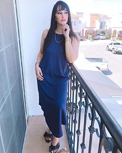 CNFIO - Maxivestido largo de tirantes para mujer, estilo suelto informal para verano, vestido de playa