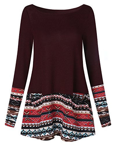 CNFIO Mujer Vestido Cuello Redondo Manga Larga Plus Tamaño Tops Moda Jersey Punto Mujer Invierno