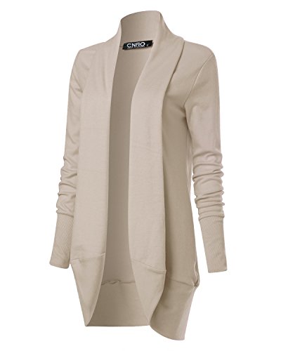 CNFIO Mujeres Cárdigan Chaqueta de Punto Básico de Manga Larga Abrigos