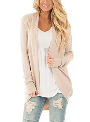 CNFIO Mujeres Cárdigan Chaqueta de Punto Básico de Manga Larga Abrigos