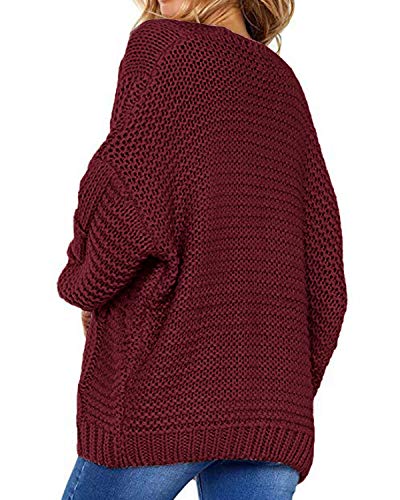 CNFIO Mujeres Cárdigans Chaqueta De Punto Jersey De Suelta Punto Frente Abierto