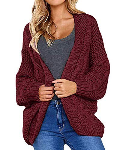 CNFIO Mujeres Cárdigans Chaqueta De Punto Jersey De Suelta Punto Frente Abierto