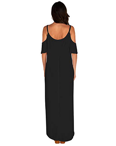 CNFIO Vestidos Mujer Largo Verano Sin Tirantes Vestidos Verano Tallas Grandes Traje de Fiesta Sexy A-Negro XXL