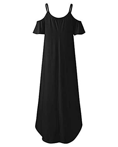 CNFIO Vestidos Mujer Largo Verano Sin Tirantes Vestidos Verano Tallas Grandes Traje de Fiesta Sexy A-Negro XXL