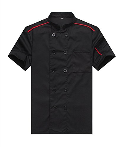 Cocina Uniforme Camisa de Cocinero Manga Corta Negro