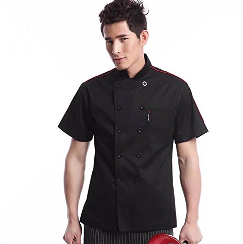Cocina Uniforme Camisa de Cocinero Manga Corta Negro