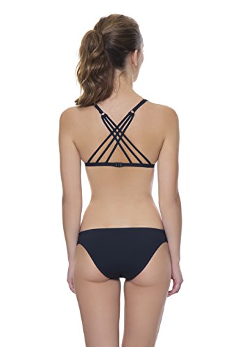 COCÖA Braguita de Bikini básica escotada con Tiras en los costados. Color Negro. Totalmente Forrada. Talla de S a la XL. (M)