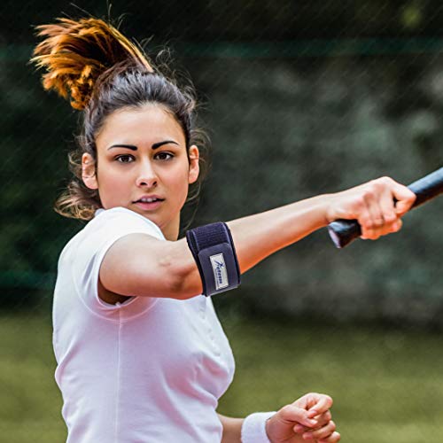 Codera de cinta azul Actesso para codo de tenista – Ayuda a reducir el dolor a causa del codo de tenista o codo de golfista (epicondilitis lateral o medial)