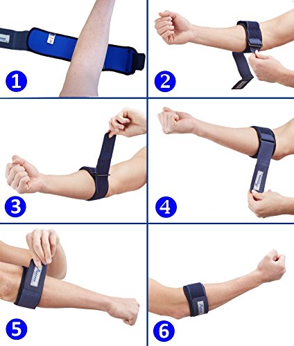 Codera de cinta azul Actesso para codo de tenista – Ayuda a reducir el dolor a causa del codo de tenista o codo de golfista (epicondilitis lateral o medial)