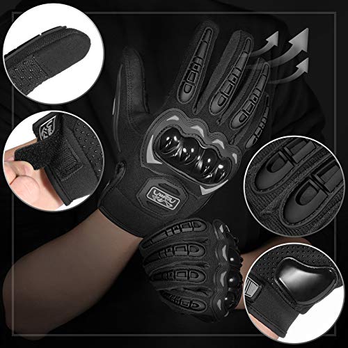 COFIT Guantes de Motos, Guantes de Pantalla Táctil Full Touch para Carreras de Motos, MTB, Escalada, Senderismo y Otros Deportes al Aire Libre - Negro M