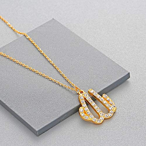 Collar Árabe De Oro Mujer Joyería Musulmana Musulmana Antigua Collar De Cristal De Diamantes De Imitación Nombre De Allah Regalo De Fiesta Pequeña