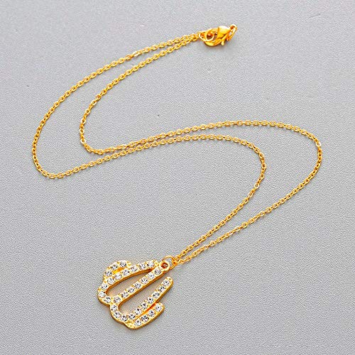 Collar Árabe De Oro Mujer Joyería Musulmana Musulmana Antigua Collar De Cristal De Diamantes De Imitación Nombre De Allah Regalo De Fiesta Pequeña