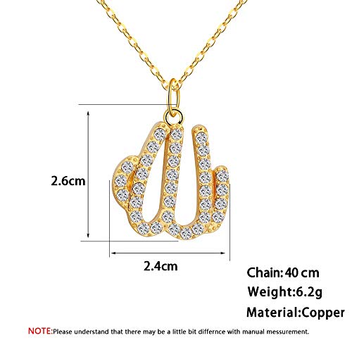 Collar Árabe De Oro Mujer Joyería Musulmana Musulmana Antigua Collar De Cristal De Diamantes De Imitación Nombre De Allah Regalo De Fiesta Pequeña