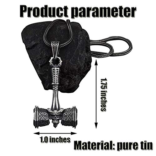 Collar Vikingo, Amuleto Mitológico Nórdico, Nudo Celta Ciclista Masculino Y Femenino Y Collar con Colgante De Calavera De Martillo De Thor, Colgante De Thor De Terremoto Vintage Y Cadena De 600 Mm
