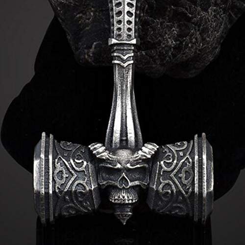 Collar Vikingo, Amuleto Mitológico Nórdico, Nudo Celta Ciclista Masculino Y Femenino Y Collar con Colgante De Calavera De Martillo De Thor, Colgante De Thor De Terremoto Vintage Y Cadena De 600 Mm