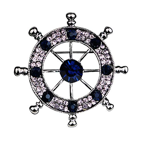 COLORFULTEA Moda Coreana Nuevo Cristal Estilo Azul Marino Barco Timón Ancla Broche Pin De Solapa para Traje De Hombre Insignia Joyería Accesorios De Cuello De Camisa