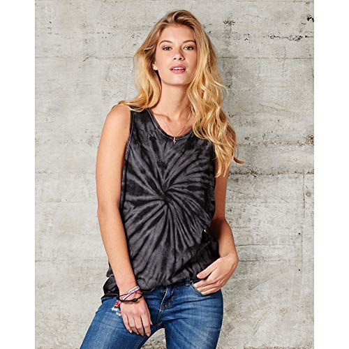 Colortone - Camiseta sin Mangas con Efecto teñido para Mujer (Extra Grande (XL)) (Espiral Morada)