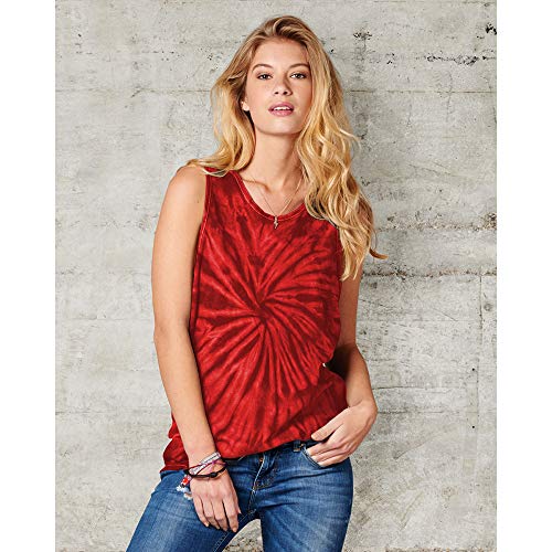 Colortone - Camiseta sin Mangas con Efecto teñido para Mujer (Mediana (M)) (Espiral Morada)
