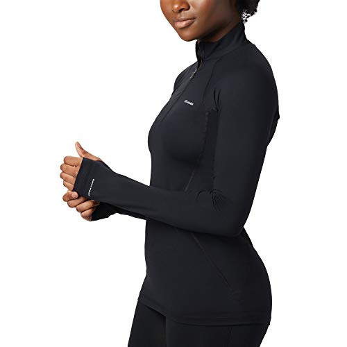 Columbia Midweight Stretch Long Sleeve Half Zip Camiseta térmica con Media Cremallera, Mujer, Negro, L