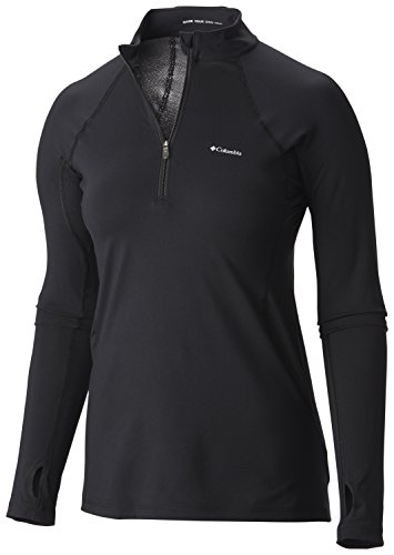 Columbia Midweight Stretch Long Sleeve Half Zip Camiseta térmica con Media Cremallera, Mujer, Negro, L