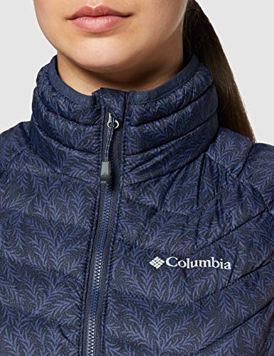 Columbia Powder Pass Chaleco de Plumón Sintético, Mujer, Azul (Nocturnal Ferny Ferns Print), Talla-L