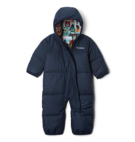 Columbia Snuggly Bunny Mono de esquí infantil, Niño, Coll Navy, Verde con estampado (Pine Green Critter Block), Talla: XS