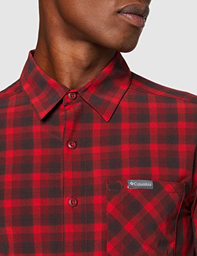 Columbia Triple Canyon Camisa de Manga Larga, Hombre, Rojo (Mountain Red Mini Tonal Plaid), M
