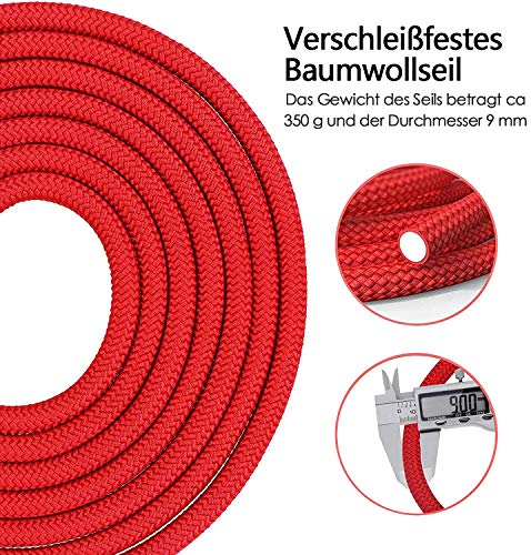 Comba para fitness, comba con pesos en la cuerda de saltar, longitud ajustable para cardio, entrenamiento de resistencia, entrenamiento de fitness, entrenamiento intensivo de entrenamiento, color rojo