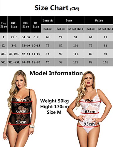 comeondear Mujer Body Lencería de Encaje Escote V con Aros Preformados Espalda Descubierta